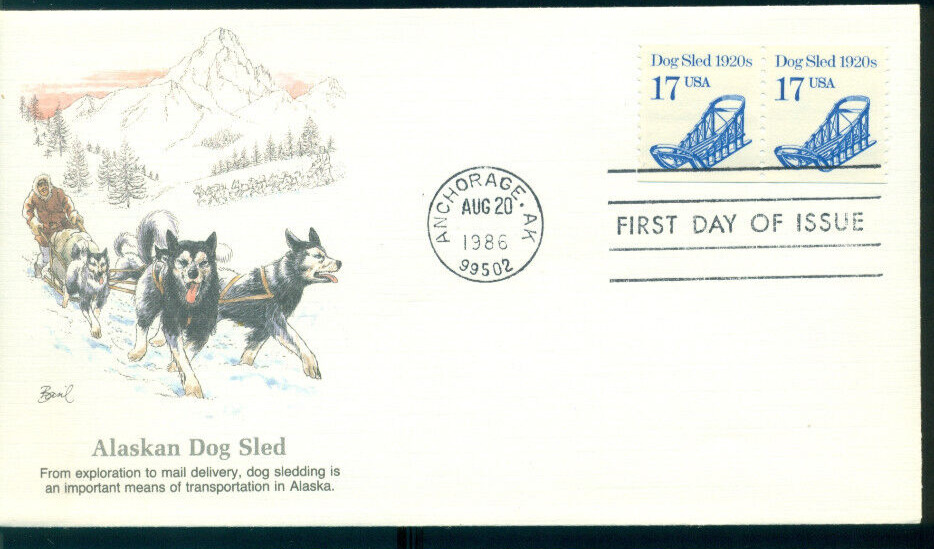 1986 First Day Cover - Honoring Dog Sleds  Fleetwood
