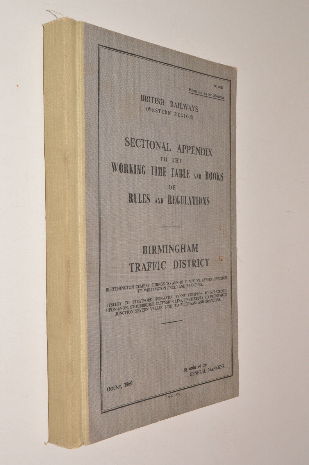 SECTIONAL APPENDIX TO THE WORKING TIME TABLE - BIRMINGHAM DISTRICT 1960