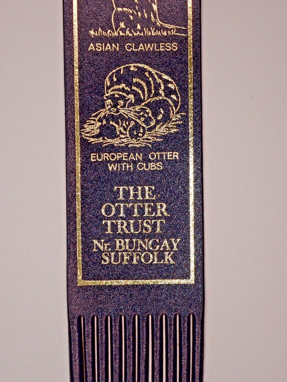 The Otter Trust Bungay Suffolk Indian Asian European, Blue Leather Bookmark, F