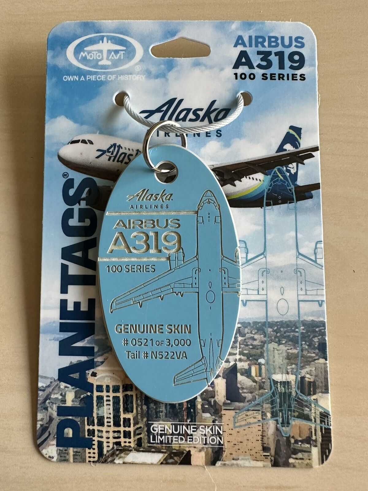 MotoArt Planetags Alaska Airbus A319-100 Light Blue Tag #0521 *SOLD OUT*