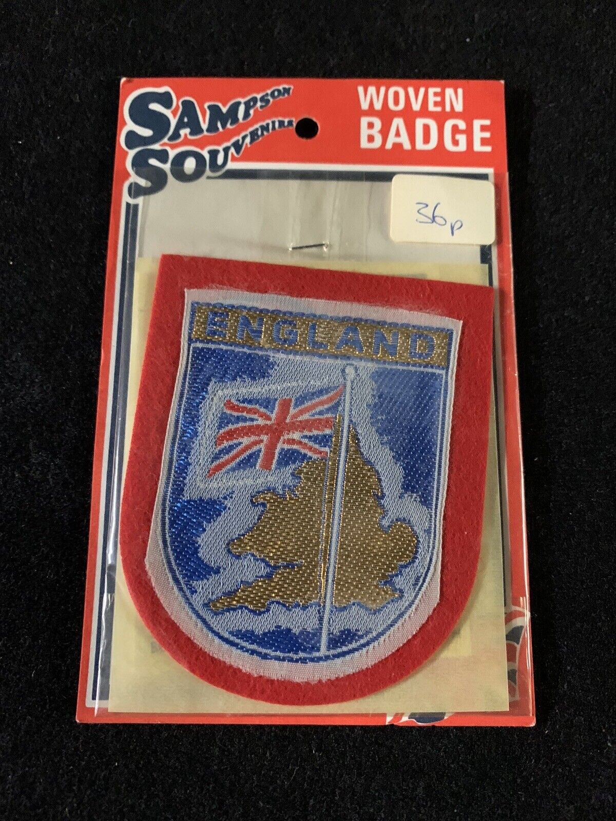 Vintage SAMPSON SOUVENIR BADGE England Union Jack Patch UK. NIP