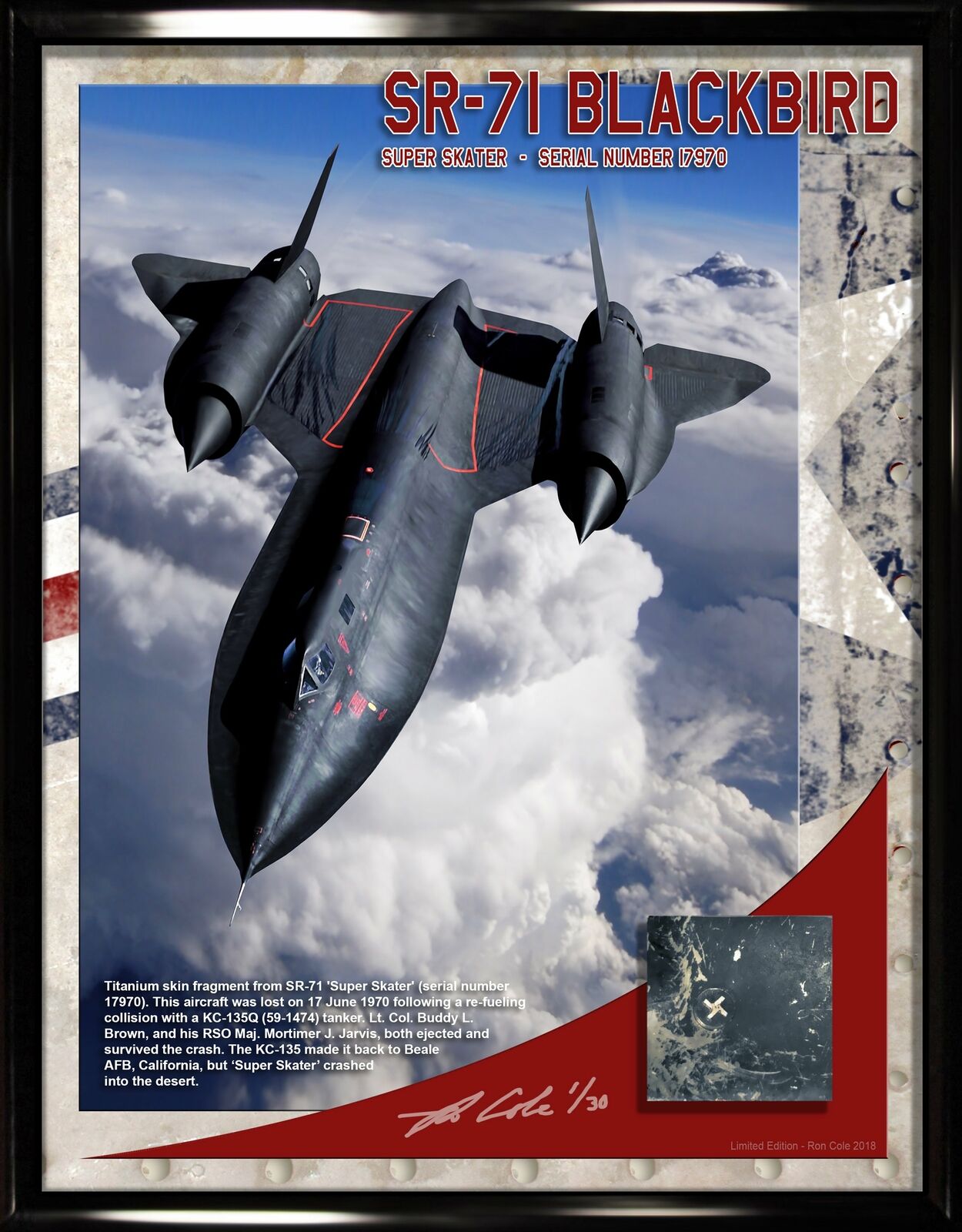 Lockheed SR-71 Blackbird Titanium Relic Display BLACK PAINT 8.5x11