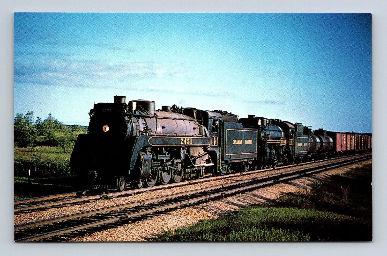 Canadian Pacific Railway #2451, 2706 4-6-2 Steam Train Locomotive Postcard