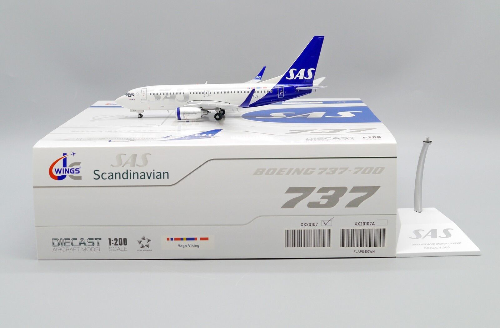 Scandinavian Airlines B737-700 JC Wings Reg: SE-RJX Scale 1:200 Diecast XX20107