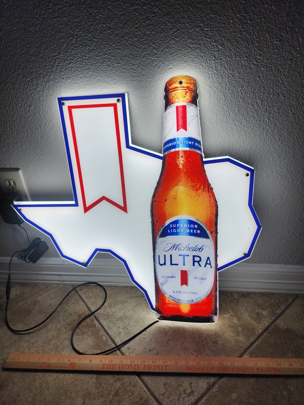 MICHELOB ULTRA TEXAS STATE LED BEER BAR SIGN  GARAGE LONE STAR BEER NEW 