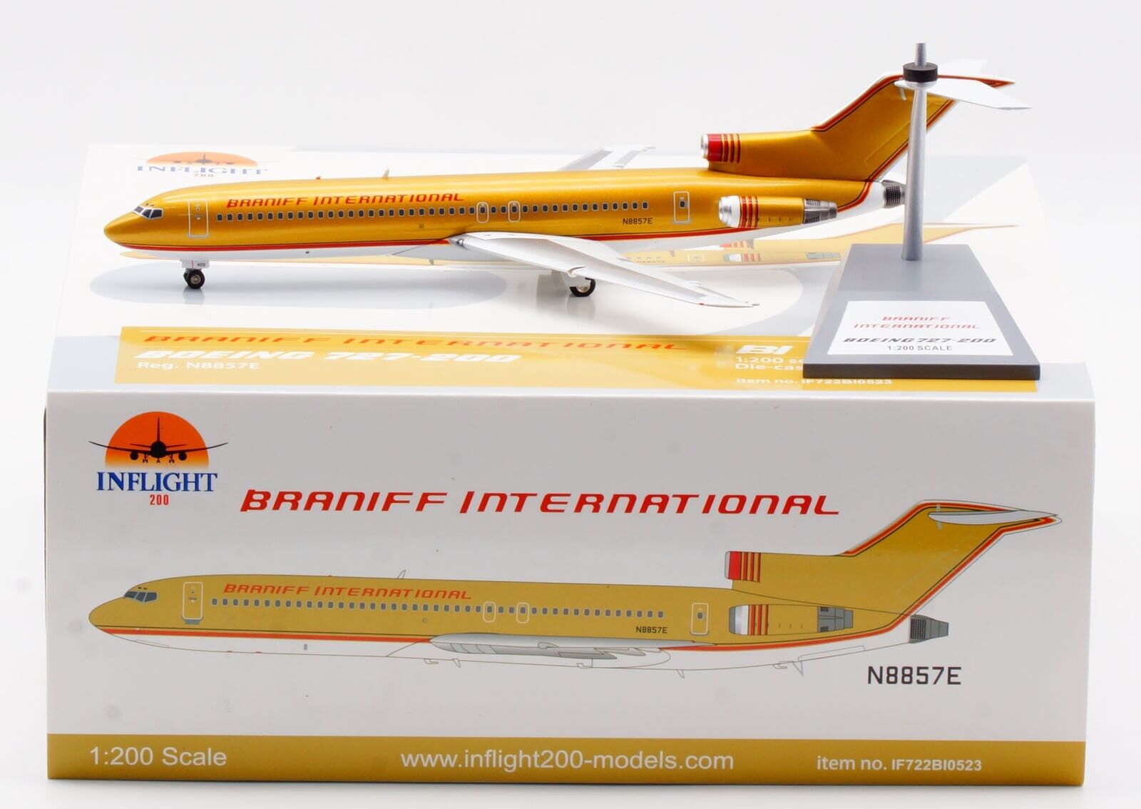INFLIGHT 1:200 IF722BI0523 Boeing B727-200 Diecast Aircraft Jet Model N8857E