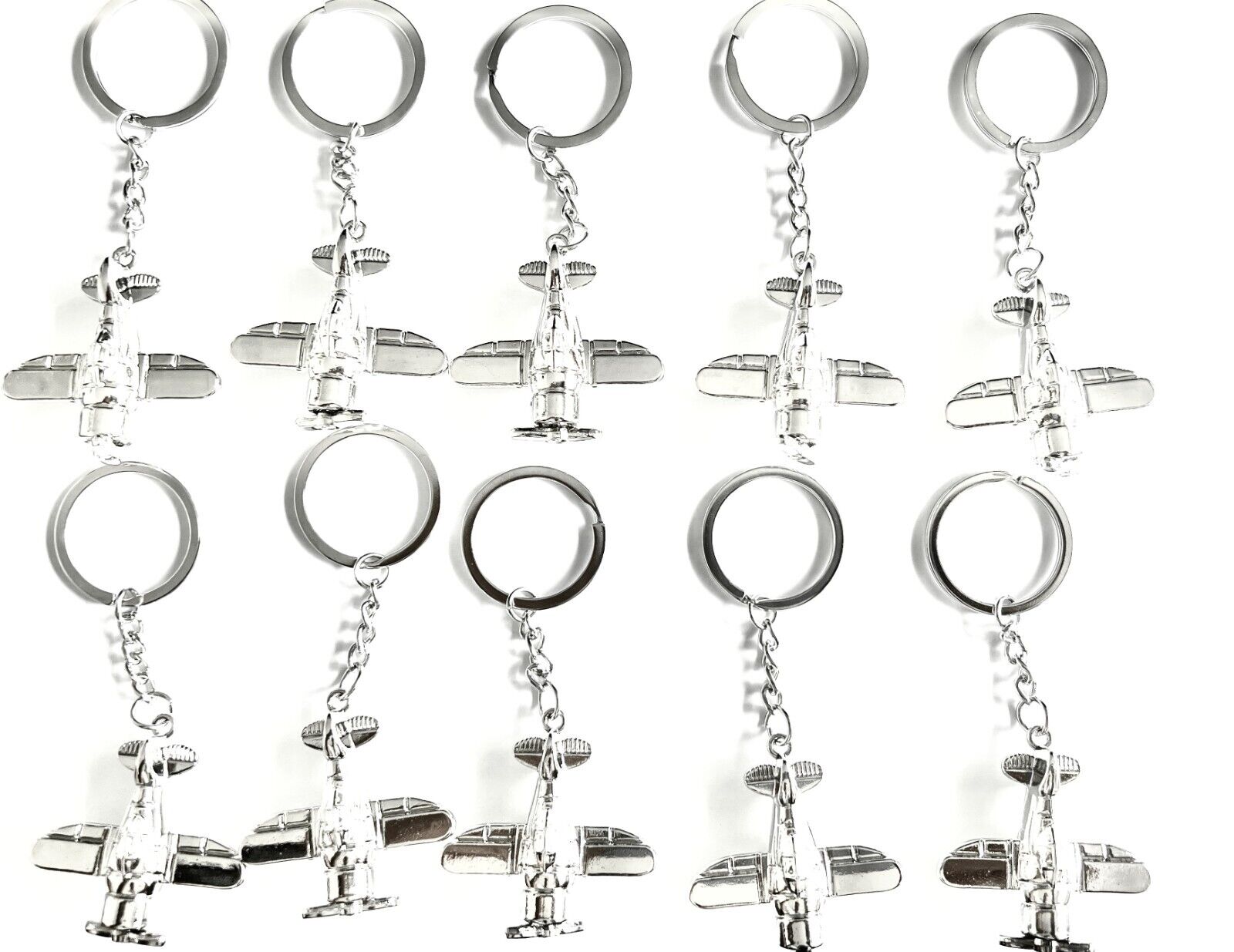 10 PACK 3D  Airplane Model Keychain Key Ring Creative Aircraft