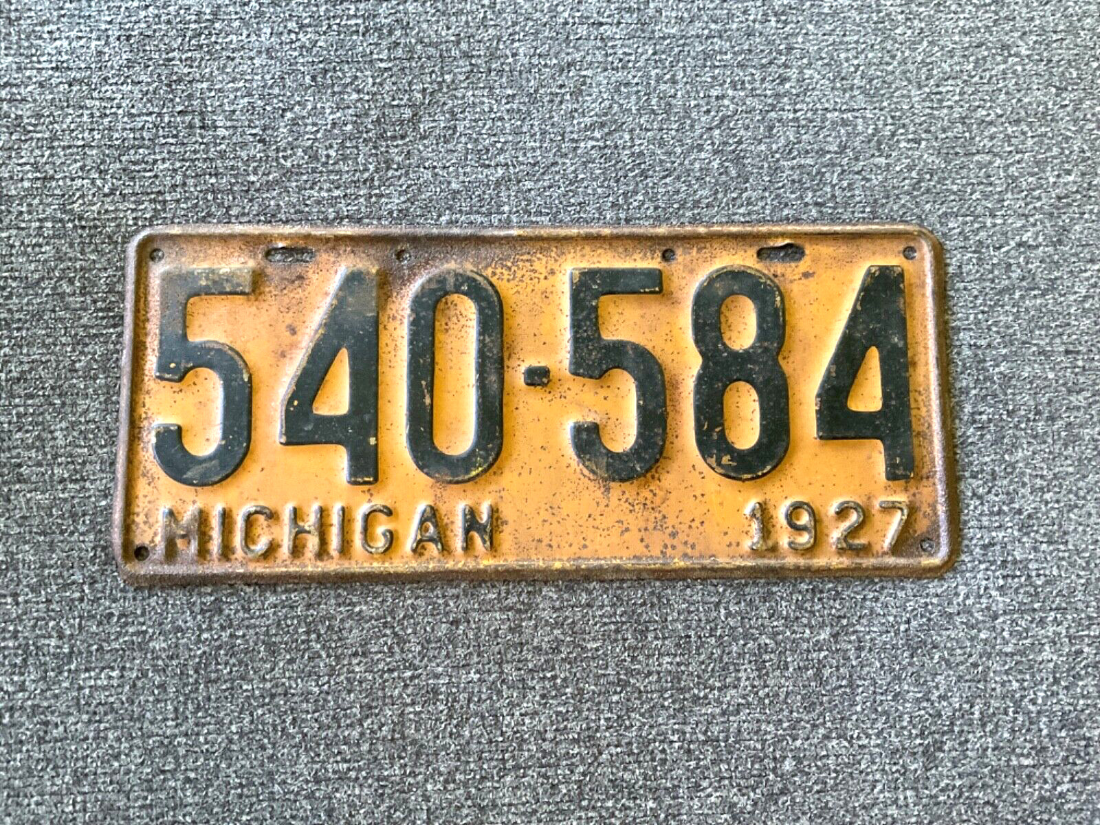 Nice Original Paint 1927 Michigan License Plate