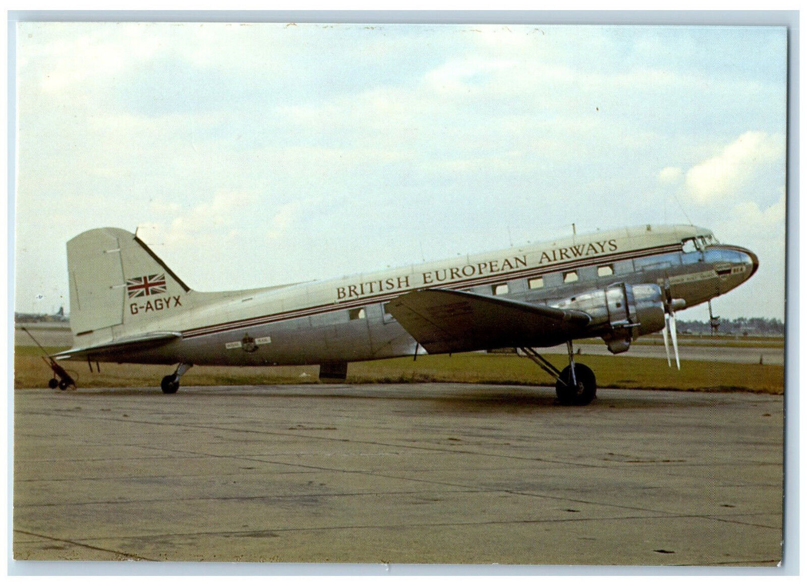 England Postcard British European Airways G-AGYX Douglas DC-3 c1950's