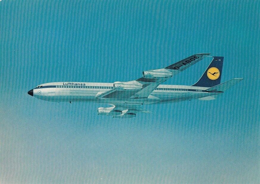 Postcard Airplane Lufthansa Boeing 707 Intercontinental Jet