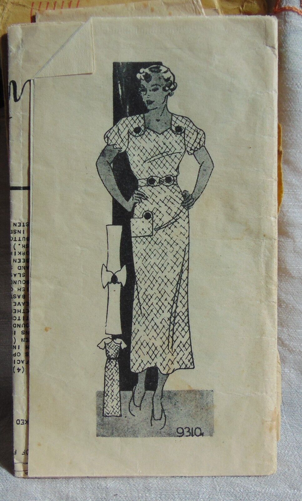 VTG 1930s Deco Dress Marian Martin Mail Order Sewing Pattern Sz 20 38B