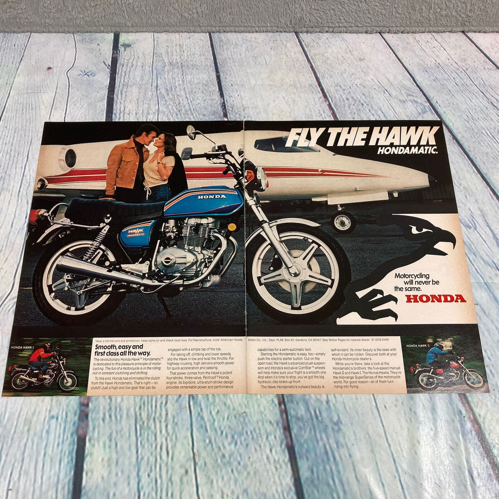 Vintage 1978 Honda Hawk Motorcycle Genuine Magazine Advertisement Print Ad