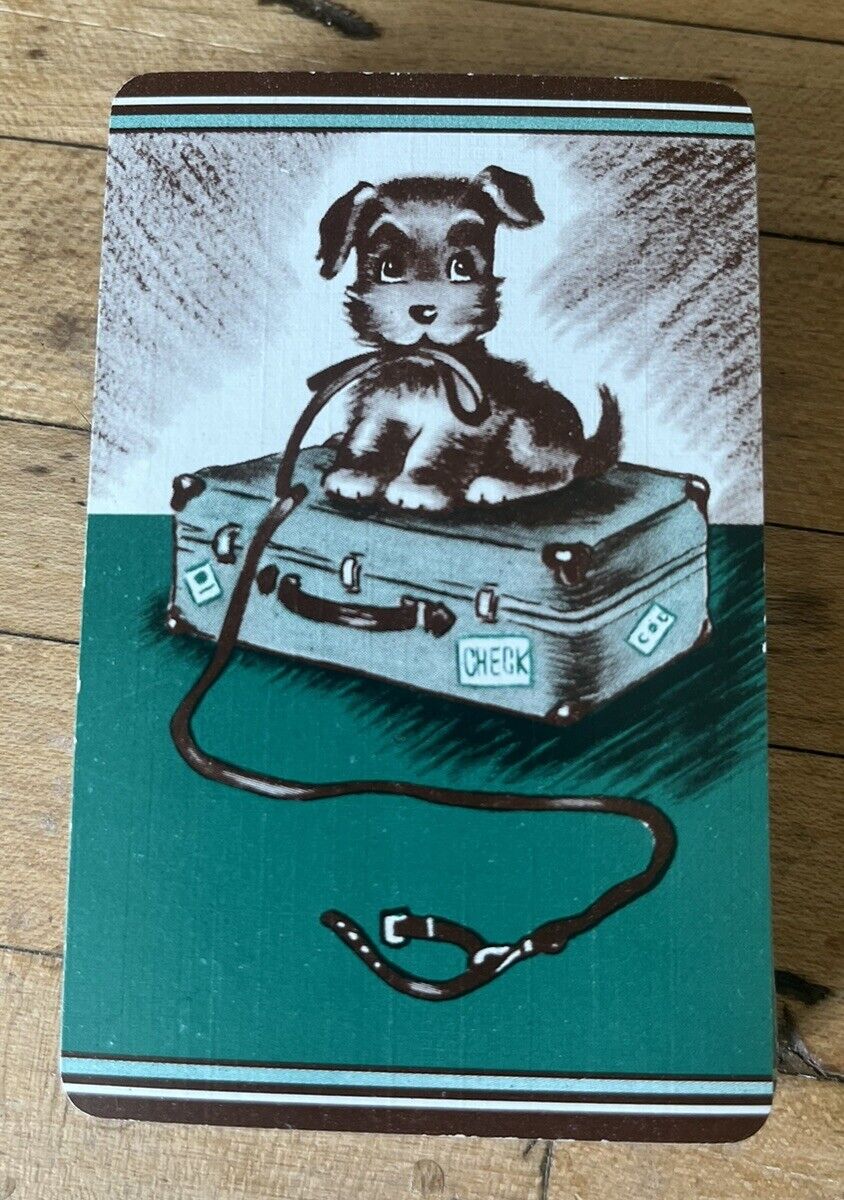Vintage EE Fairchild Dog on Suitcase with Leash Playing Cards FULL DECK 4 Jokers