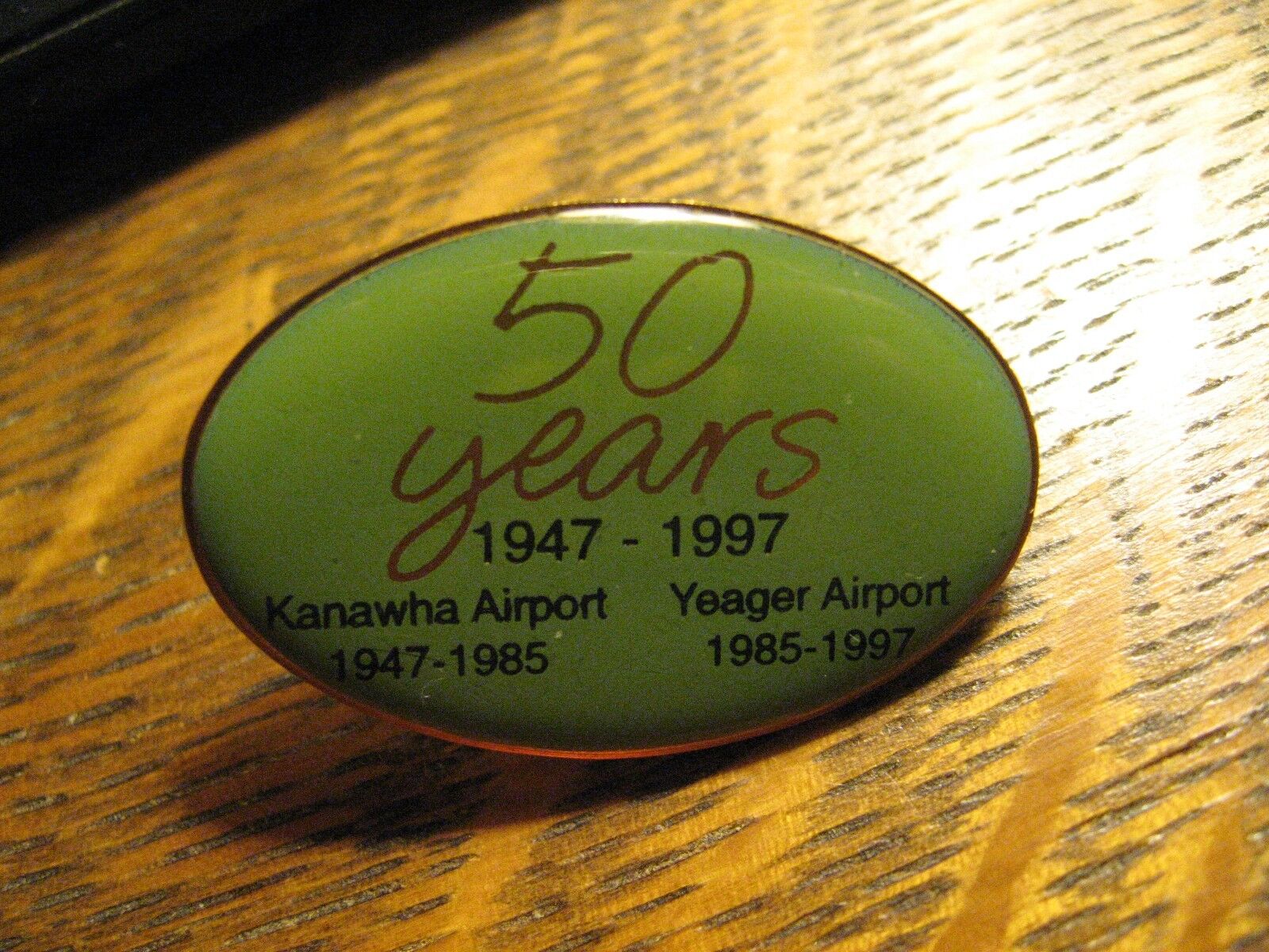 Charleston West Virginia CRW Kanawha Yeager Airport 50 Years 1997 Lapel Hat Pin