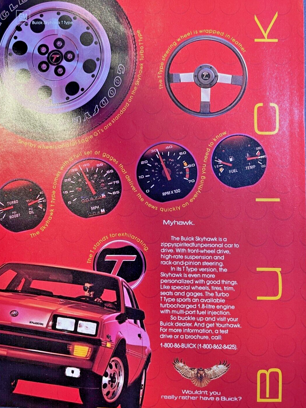 Magazine Advertisement 1986 Buick Skyhawk Myhawk