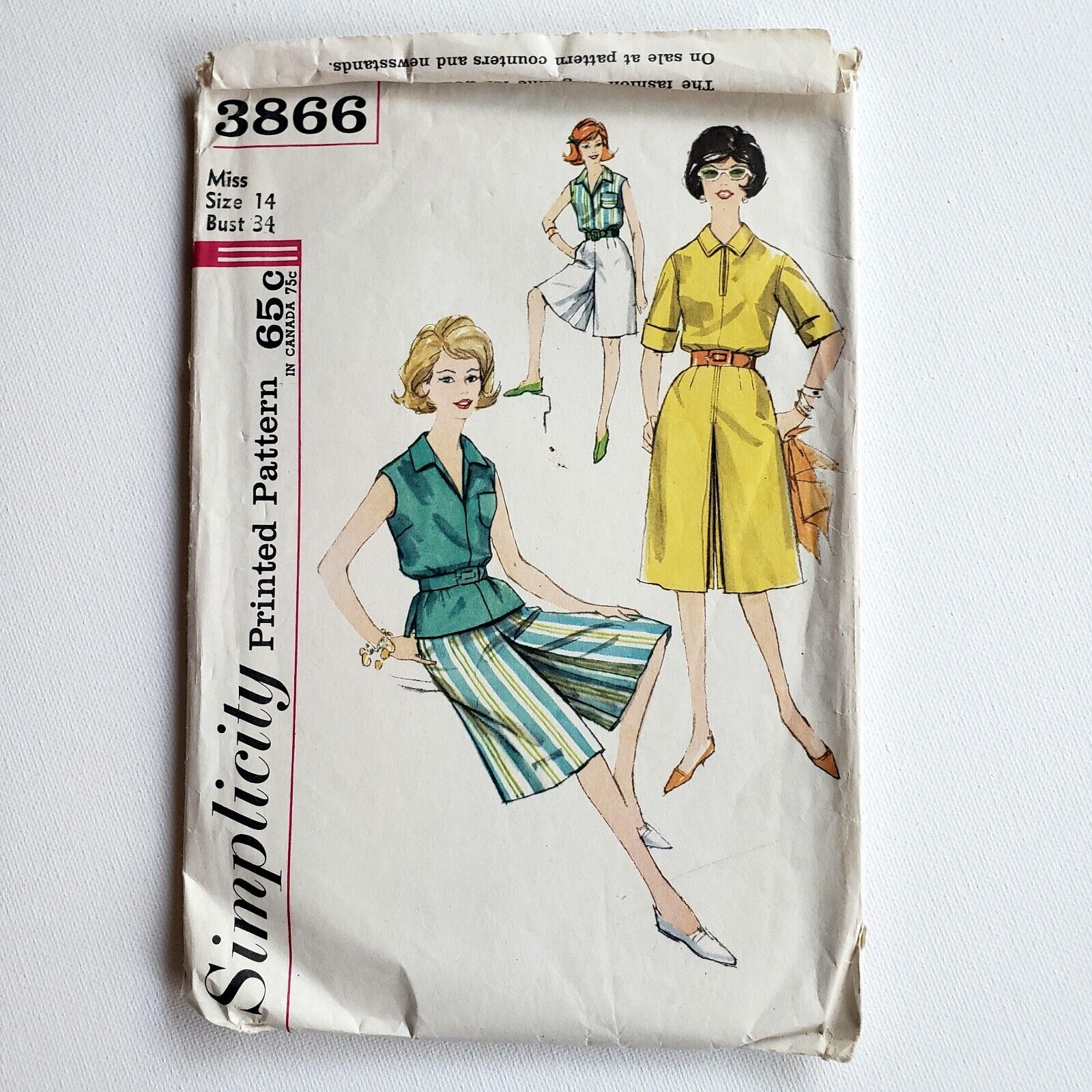 1950s Vintage Simplicity 3866 Culottes Blouse Set Pattern