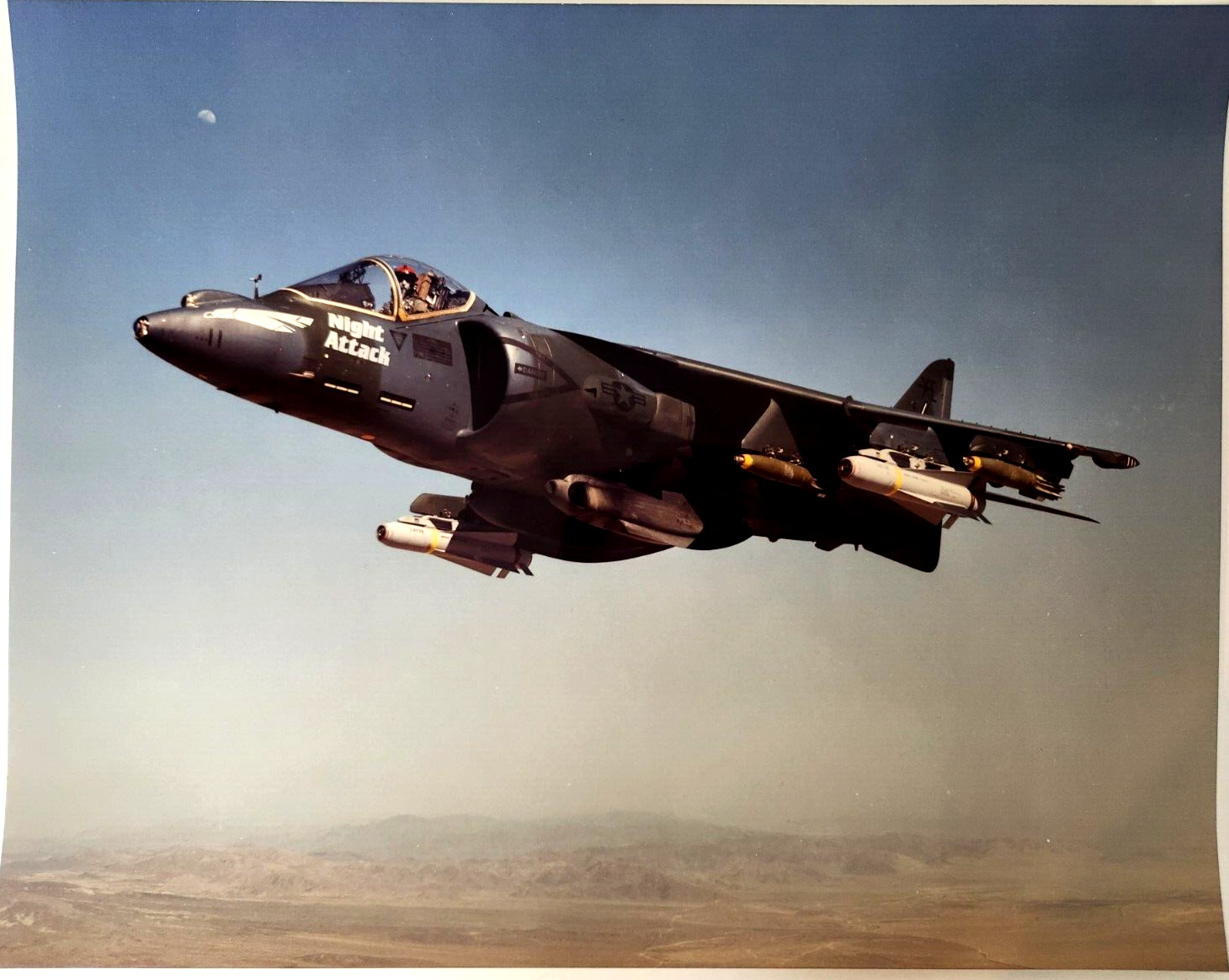 McDonnell Douglas AV 8B Harrier II Night Attack Large Vintage 1988 Photograph