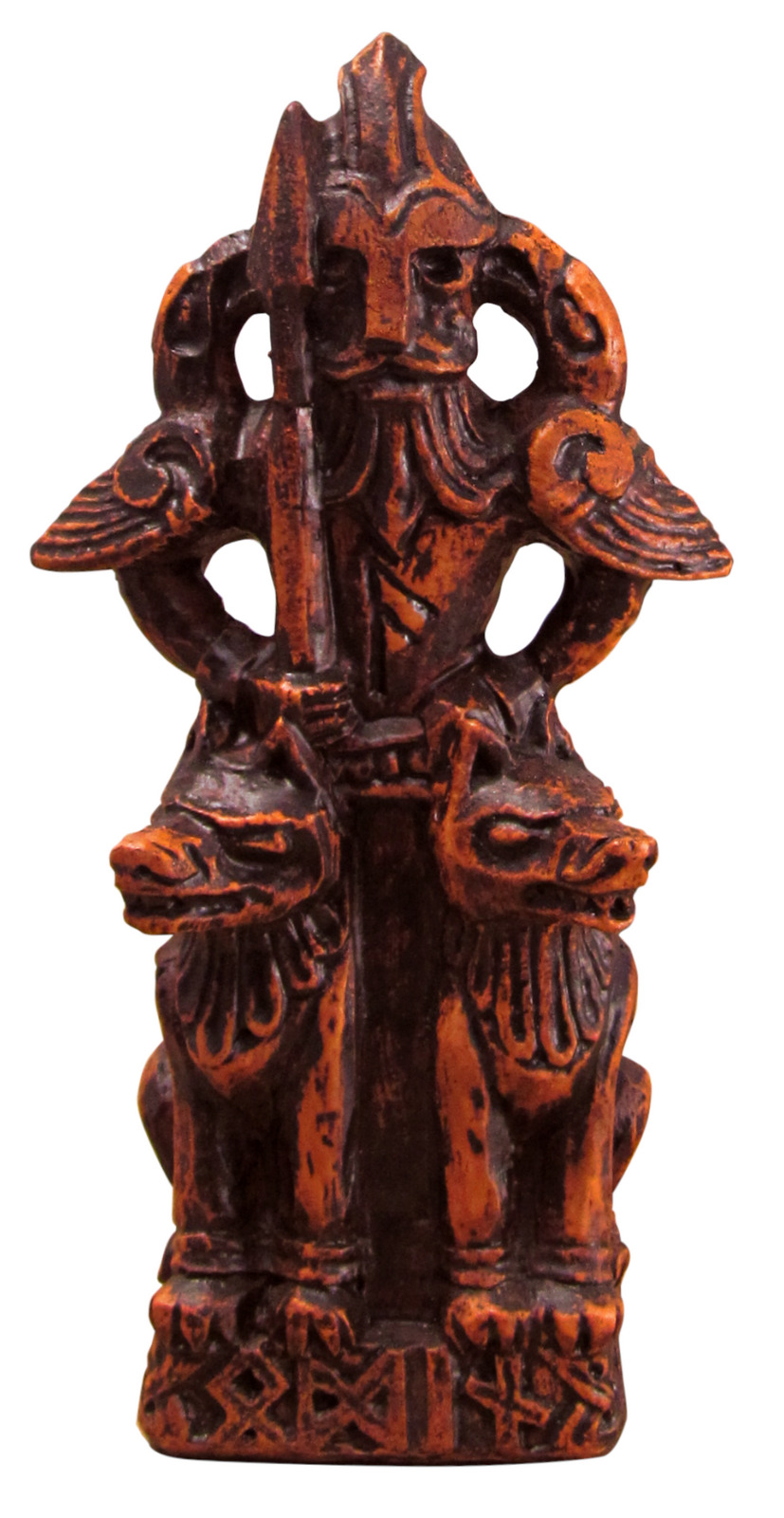 Odin Figurine - Wood Finish - Norse Asatru God Viking Rune Statue Dryad Design