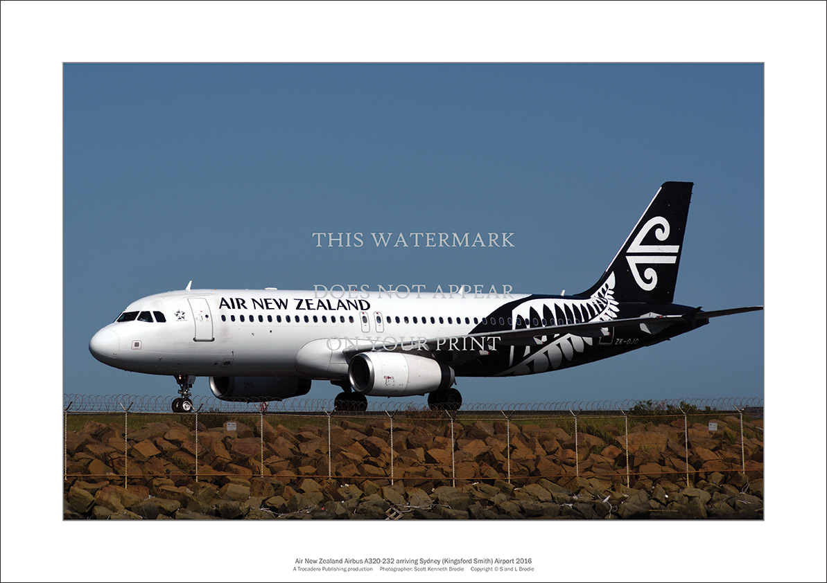 Air New Zealand Airbus A320-232 A2 Art Print – Sydney – 59 x 42 cm Poster