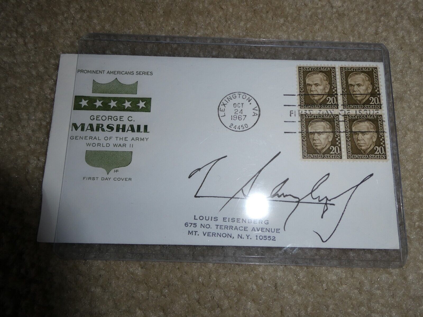 General Norman Schwartzkopf Signed Autographed FDC George Marshall