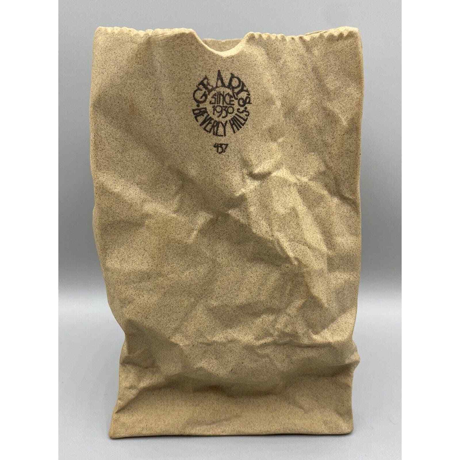 Vintage Geary’s Beverly Hills #437 Brown Paper Bag Ceramic 1970s Vase Pop Art