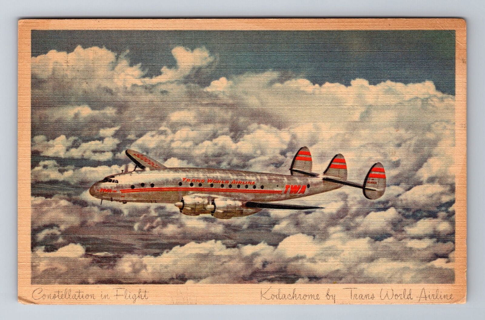 TWA Lockheed Constellation, Plane, Transportation, Vintage c1947 Postcard