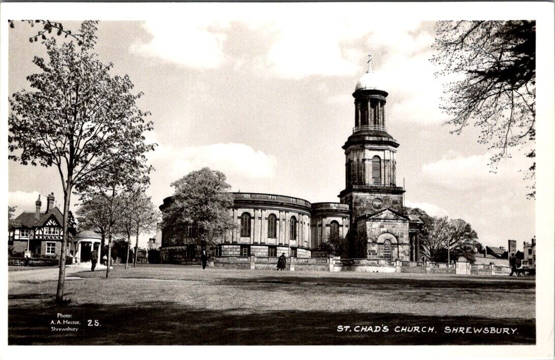Vintage real photo postcard - ST. CHAD'S CHURCH. SHREWSBURY England unposted