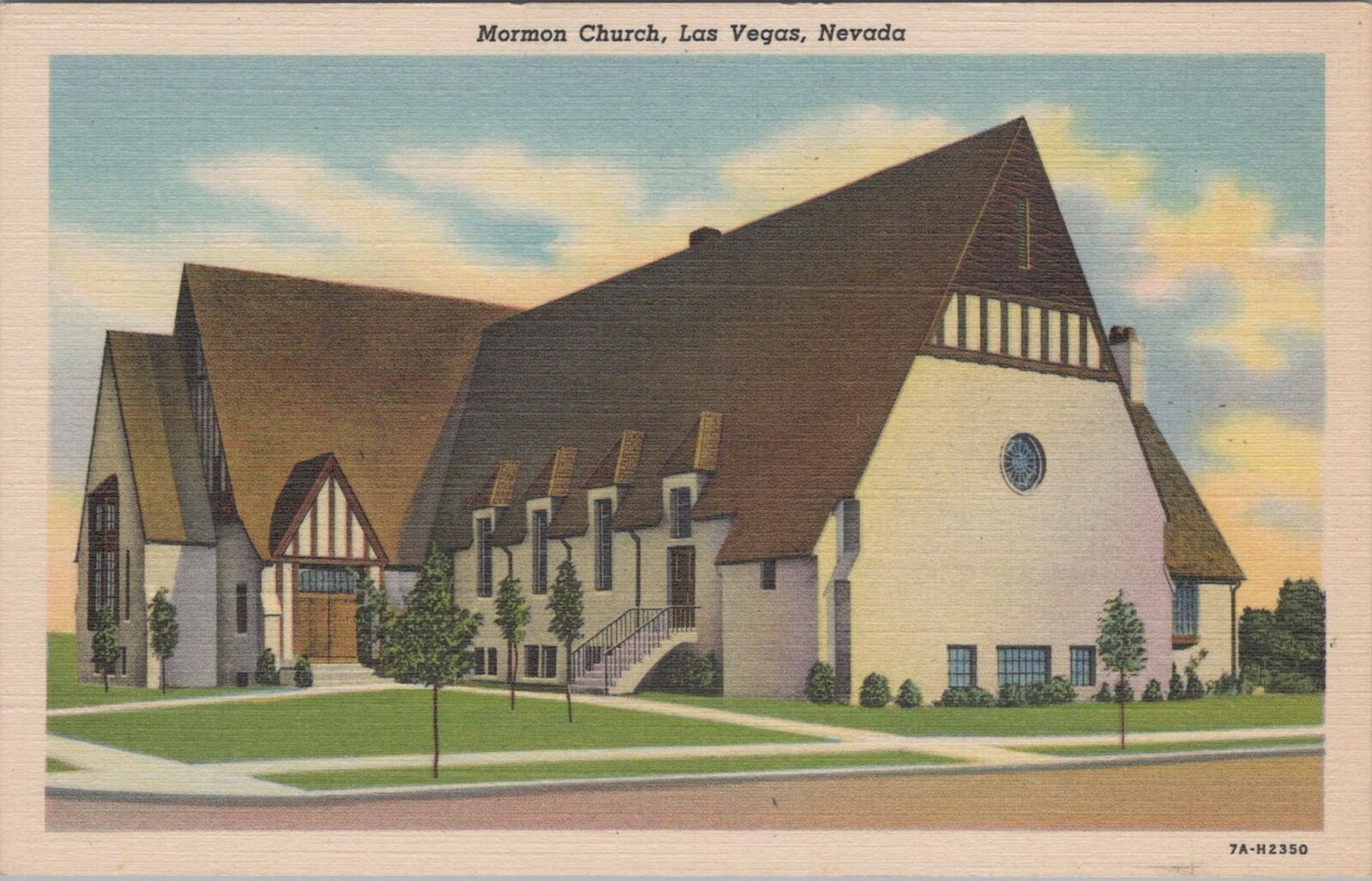 Postcard Mormon Church Las Vegas Nevada NV 
