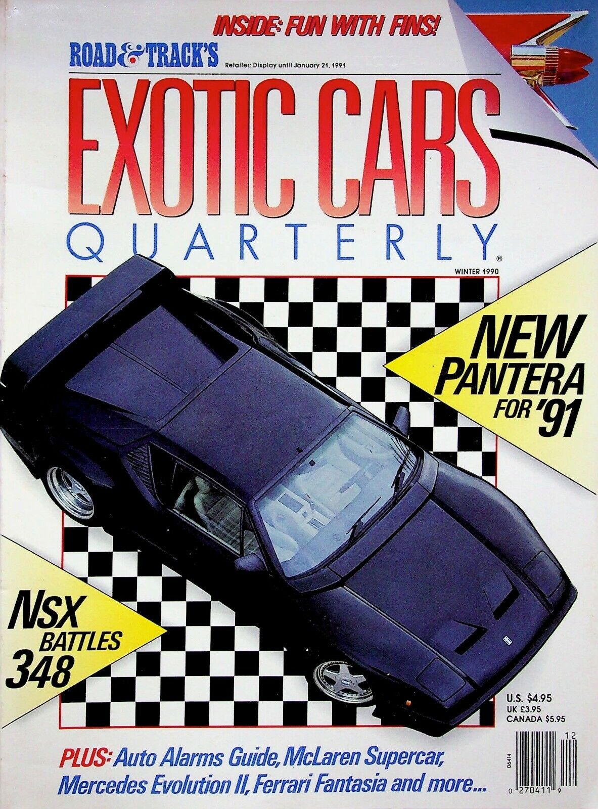 NEW PANTERA FOR 1991 - ROAD & TRACK MAGAZINE, GOOD USED CONDITION FOR READING