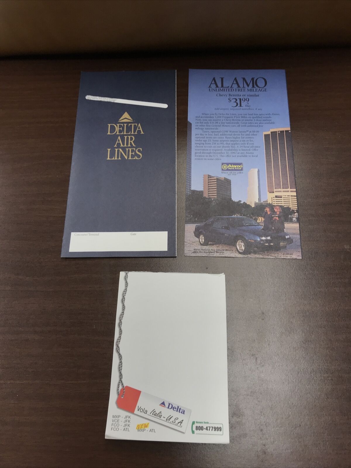 Delta Airlines 2 Ticket Sleeves Plus Note Pad