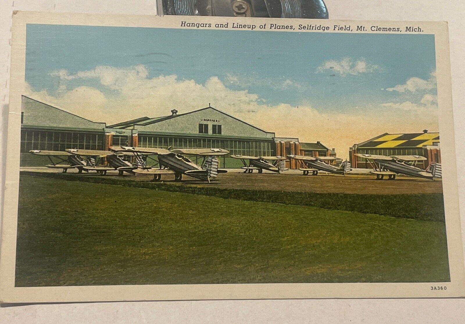 Vintage Postcard BiPlanes Lineup,Selfridge Field, Mt. Clemens, MI WW2 Mich 1943