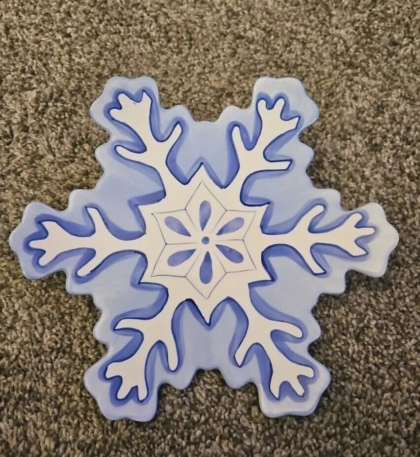 Mesa International Snowflake Shaped Dish Handcrafted Blue White Winter 9.5\