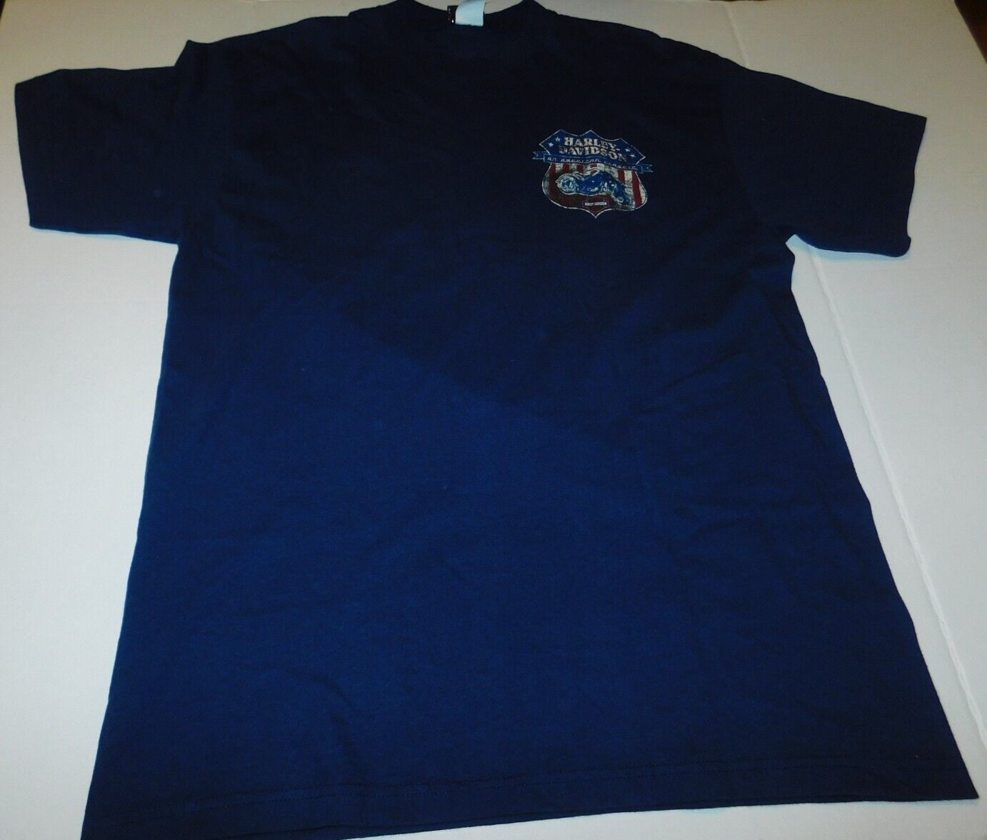 Harley Davidson DeLux Merchandise XL Dark Blue Harley Logo W/ Motorcycle T Shirt