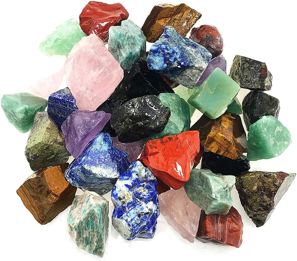 3 lbs Bulk Rough Stone Mix - Large 1 Natural Raw Crystals for Tumbling