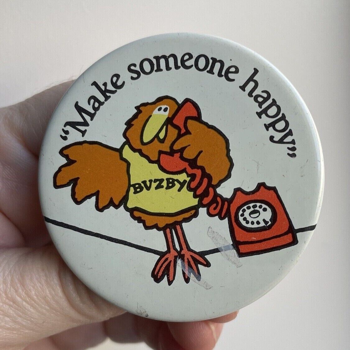 Bird Buzby British Telecommunications Make Someone Happy Button Hat Lapel Pin