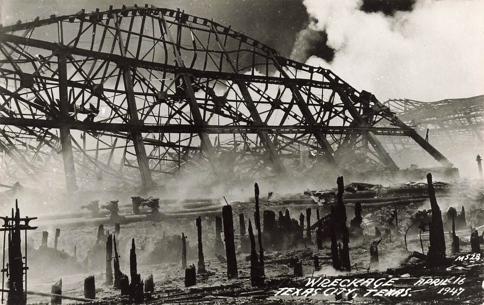 Texas City TX 1947 Grandcamp Explosion Disaster Wreckage  RPPC Postcard LP54
