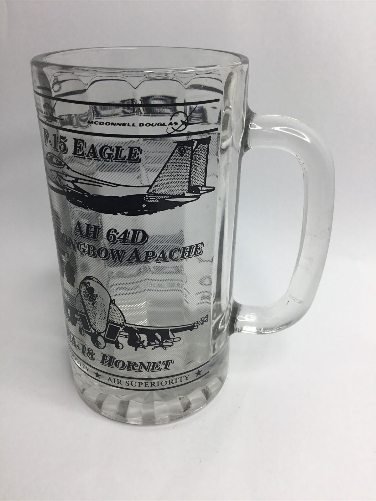 AV-8B Harrier II Jet Aircraft Marine Corp McDonnell Douglas Glass Beer Mug Bar