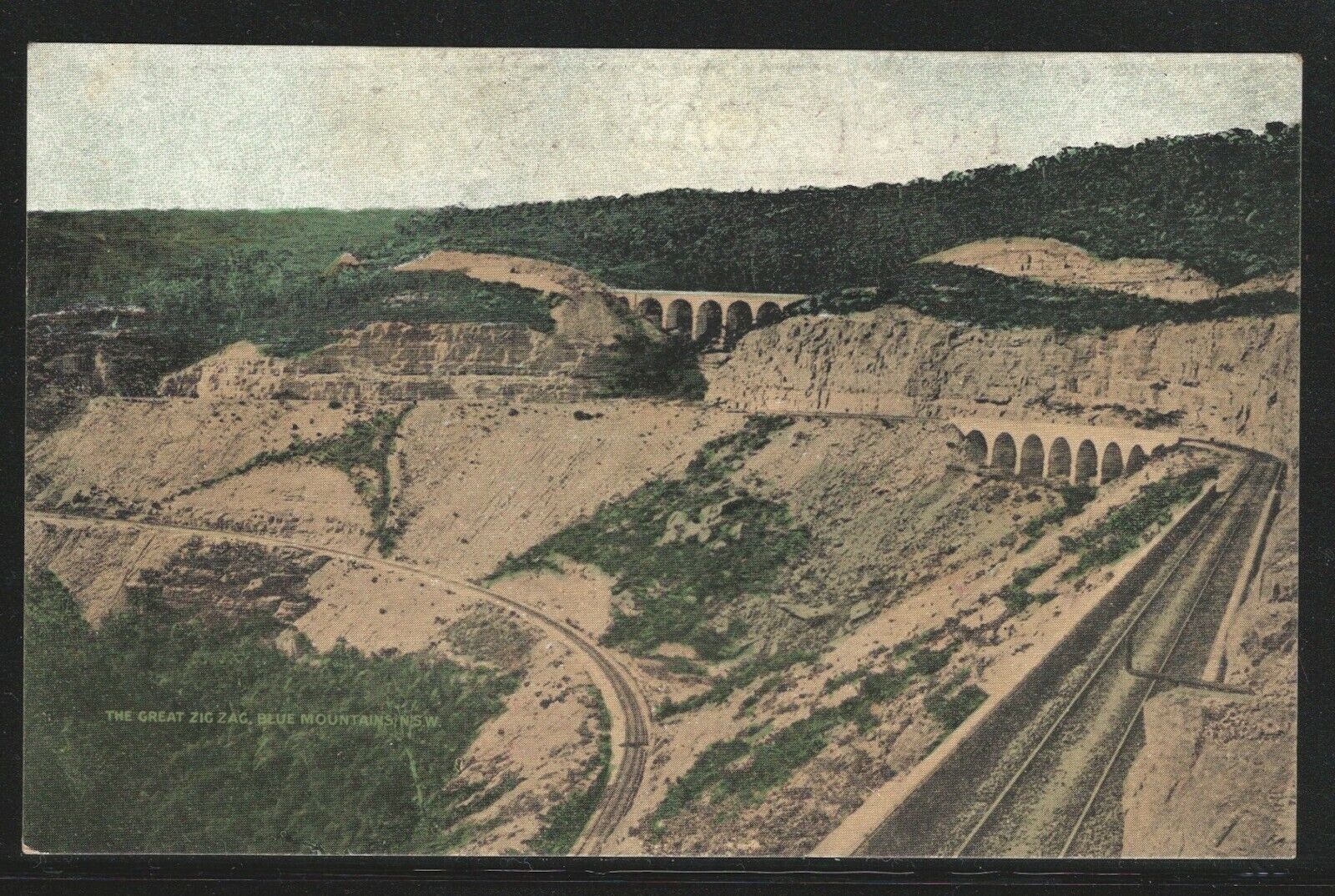 The Great Zig Zag, Blue Mountains, New South Wales, Australia, Early Postcard