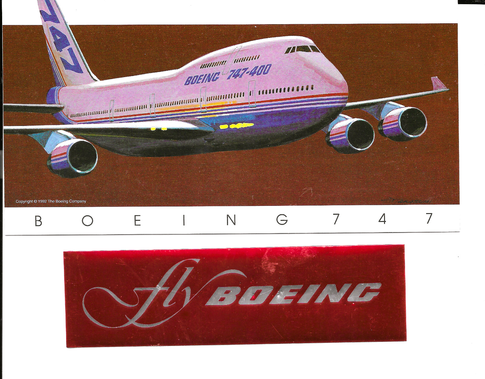 Boeing issued 747-400 Large 8in Sticker & Fly Boeing Sticker