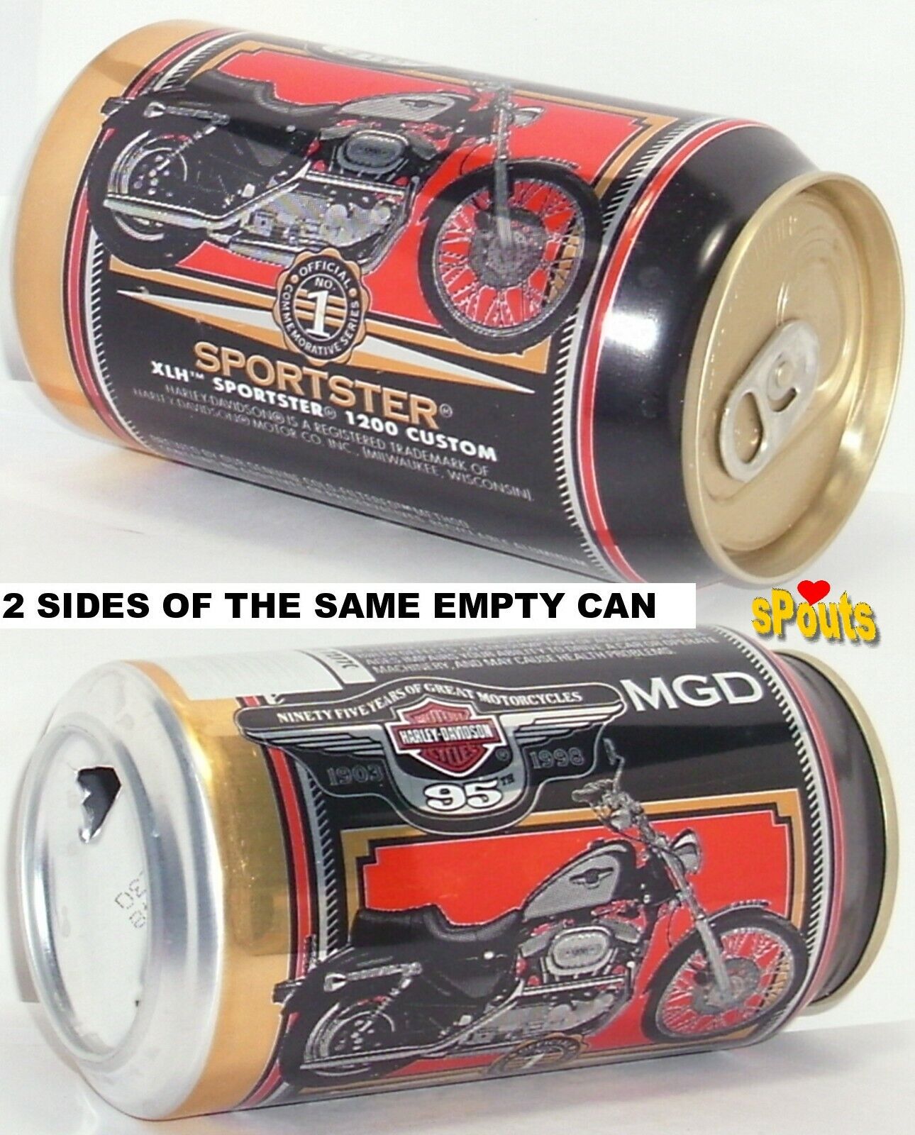 1998 SPORTSTER CUSTOM GRAPHIC HARLEY-DAVIDSON MOTOR CYCLE 95yrs. MILLER BEER CAN