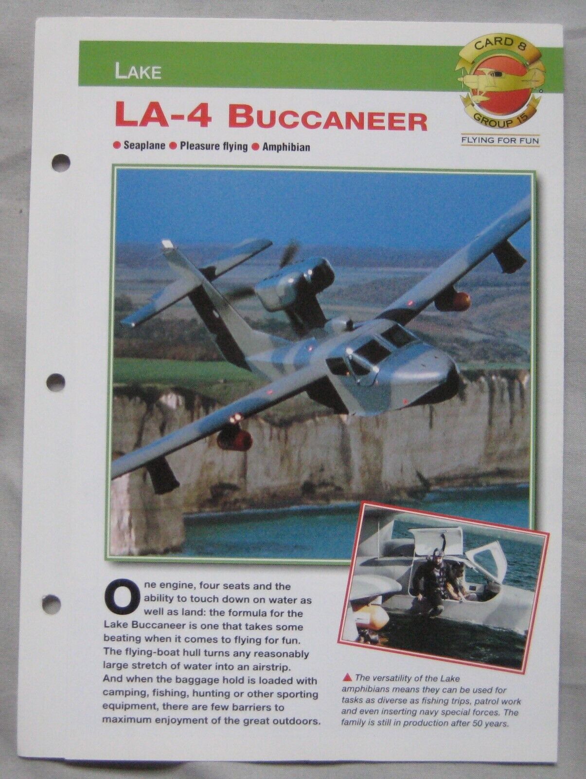 Aircraft of the World Card 8 , Group 15 - Lake LA-4 Buccaneer