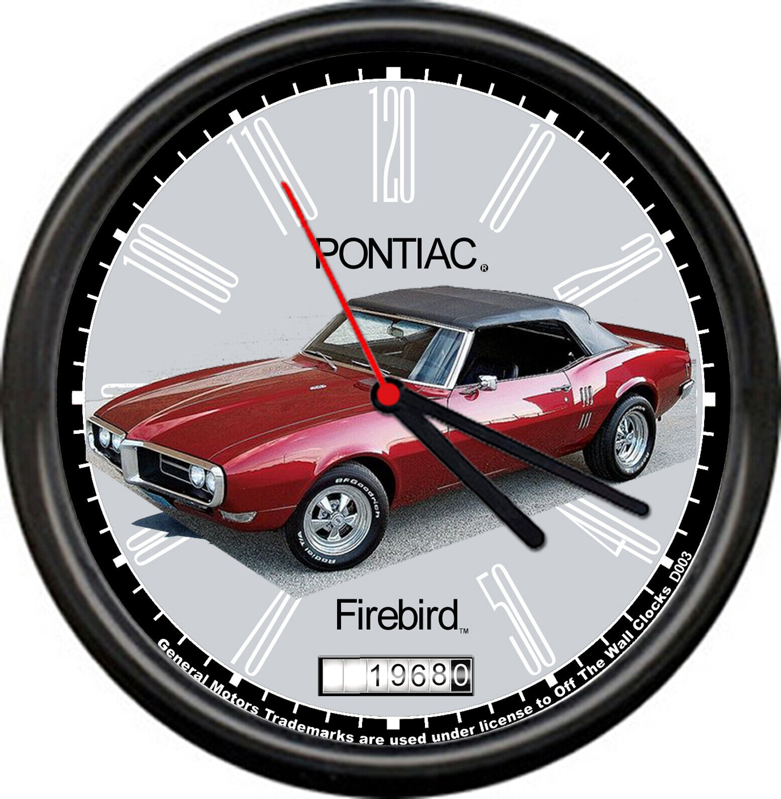 Licensed 1968 Pontiac Firebird Retro Vintage General Motors Wall Clock
