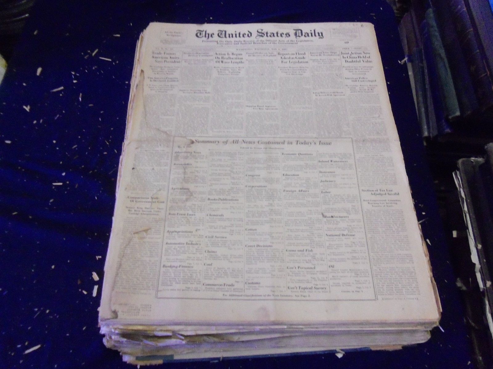 1927 MAY-AUGUST UNITED STATES DAILY NEWSPAPER VOLUME - WASHINGTON DC- BV 24