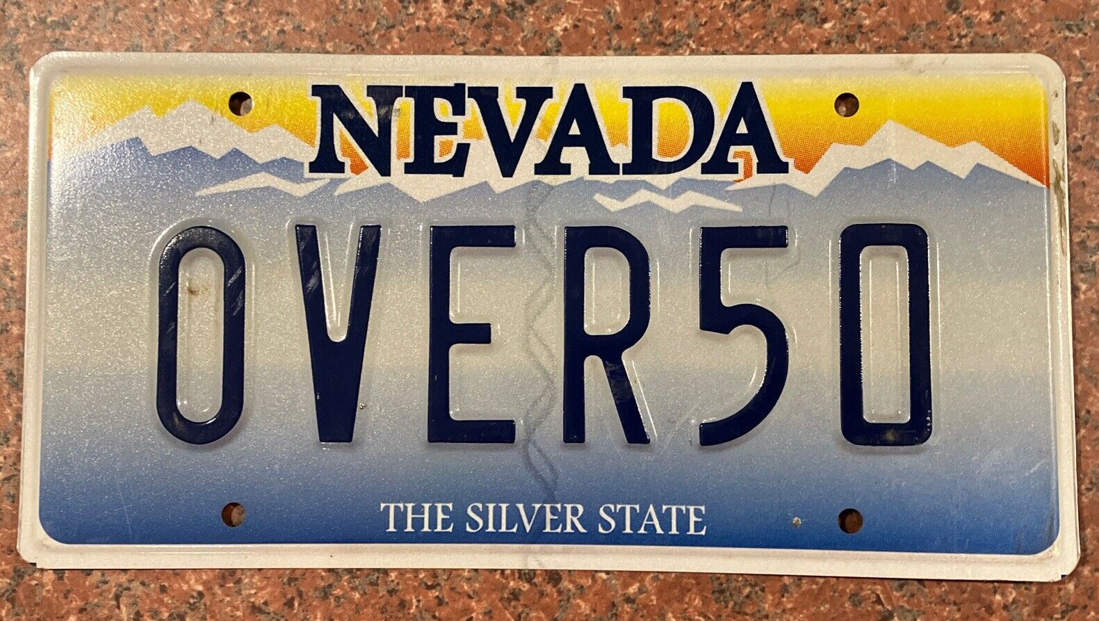 Exp 2009 Nevada NV Personalized Vanity Plate OVER50 License Plate Tag Vegas Sign