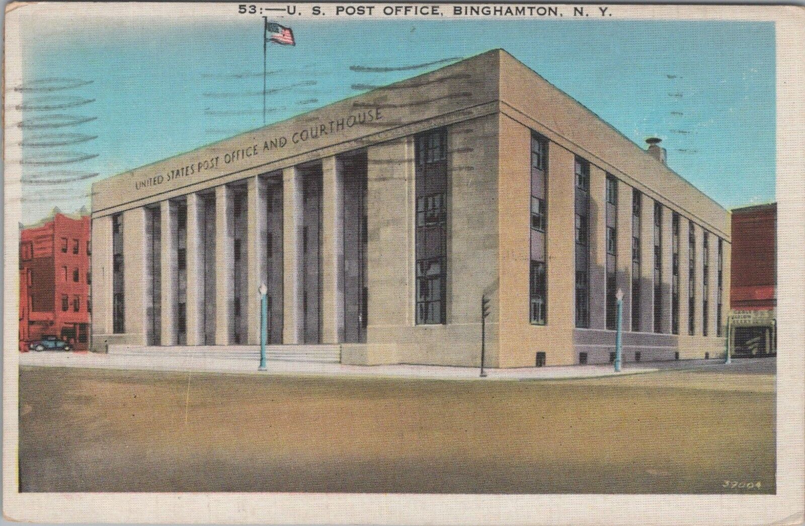 U.S. Post Office Binghamton New York Posted Linen Vintage Post Card