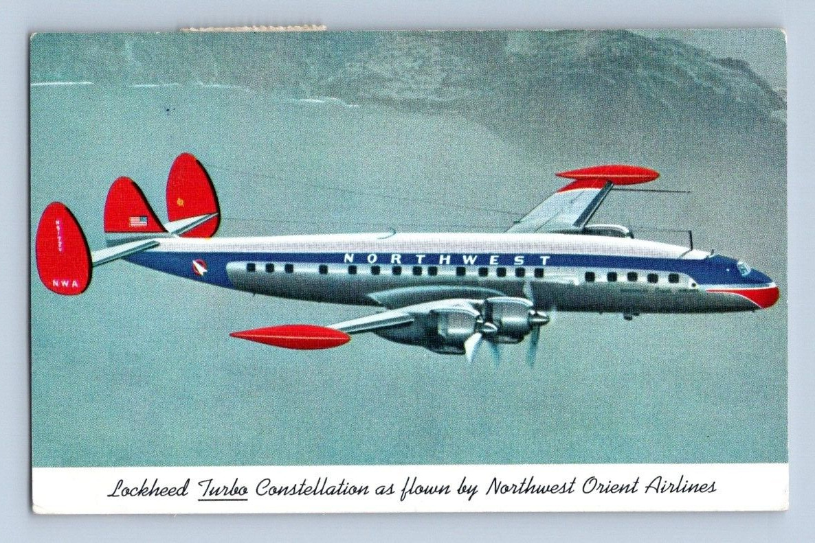 1956. LOCKHEED TURBO PLANE. NW ORIENT AIRLINES. POSTCARD DB45