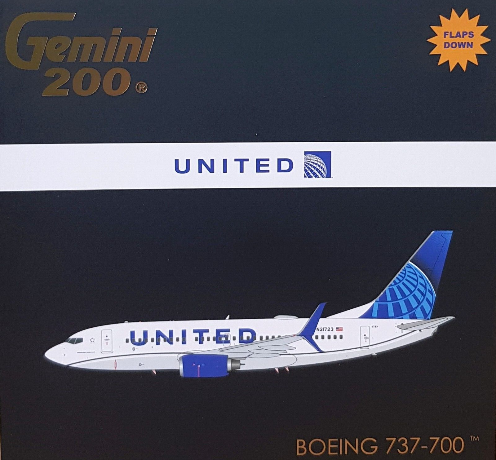 Gemini Jets 1/200 G2UAL1014F Boeing 737-700 United Airlines N21723 flaps down
