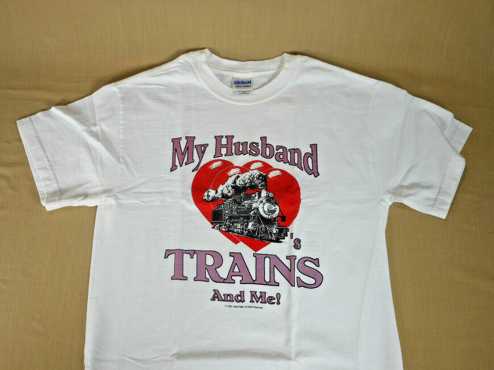My Husband Loves Trains and Me Adult T-Shirt Small