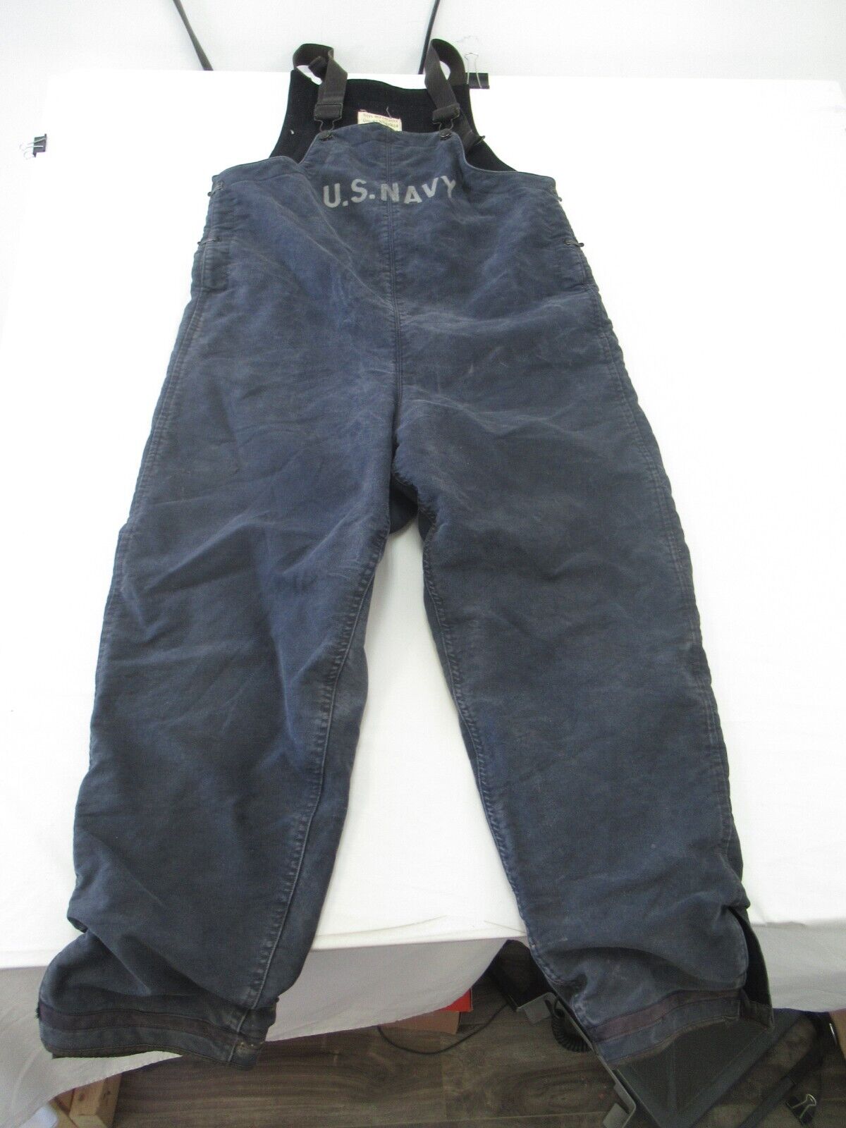 WWII USN Pants Deck Blue Medium 40s Stencil Hook Army Military US Navy Overalls
