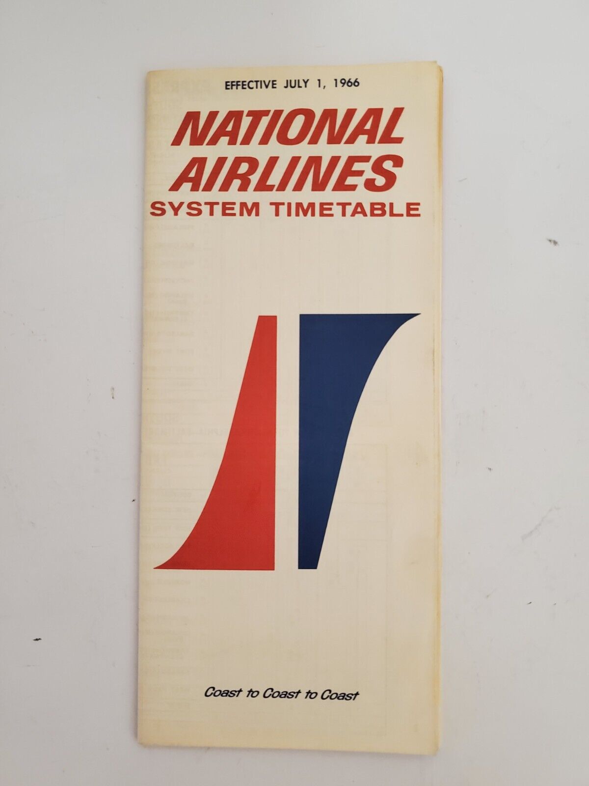 1966 National Airlines System Timetable - July 1 , 1966 Coast to Coast